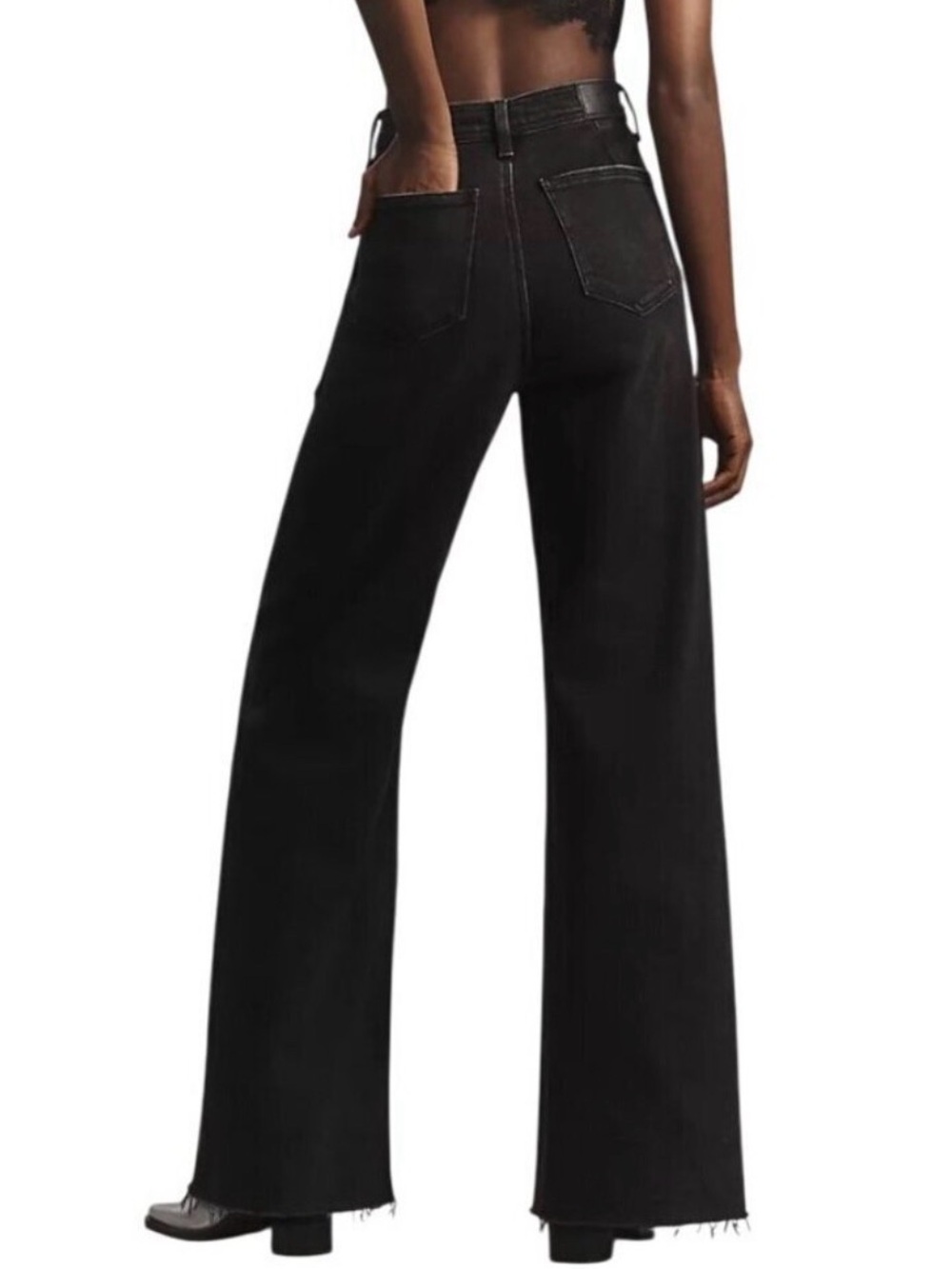 Pistola Penny High Rise Wide Leg Jeans in Black Size 29